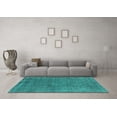 thumbnail image 3 of Ahgly Company Machine Washable Indoor Round Oriental Turquoise Blue Industrial Area Rugs, 6' Round, 3 of 4