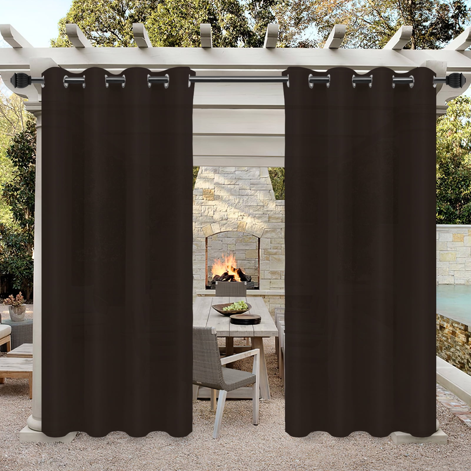 Grey 1 Pc PONY DANCE Outdoor Drapes Blackout Home Decor Light Blocking Fade Resistant Curtain Panels with Grommet Rust-Proof 52-inch Wide by 108-inch Long