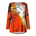 thumbnail image 4 of Costumes d'Halloween pour Femmes 2023 en Liquidation T-Shirts Oversize Col Rond Imprimé Halloween Manches Courtes T-Shirt Blouse Tops, 4 of 5