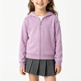 thumbnail image 3 of RFQWOVSR Girls Solid Color Zip Up Hoodie Soft Comfortable Casual Jacket 13-14 Years, 3 of 6