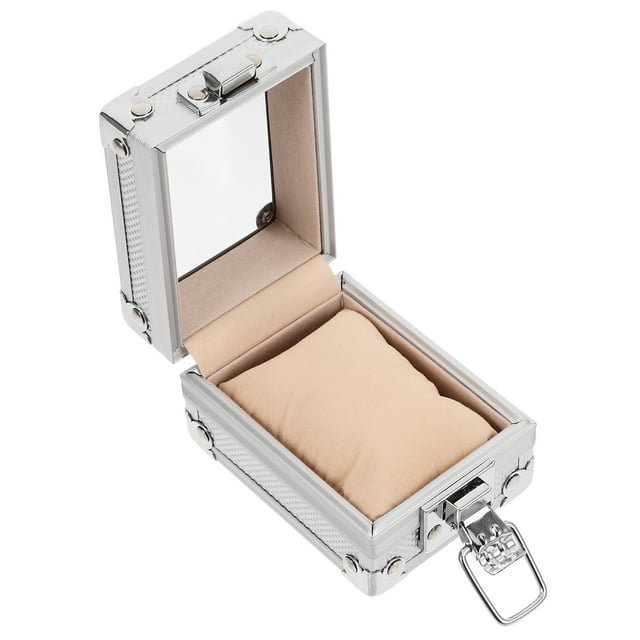 MasteelfCA Boîte de Rangement en Aluminium pour Montre avec Serrure Boîtier Argenté