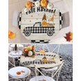thumbnail image 6 of Round Fitted Tablecloths Thanksgiving Dwarf Fall Pumpkin Farm Truck Waterproof Table Cover for Kitchen Dining Party Black Checke Wooden Board,55"-60", 6 of 6