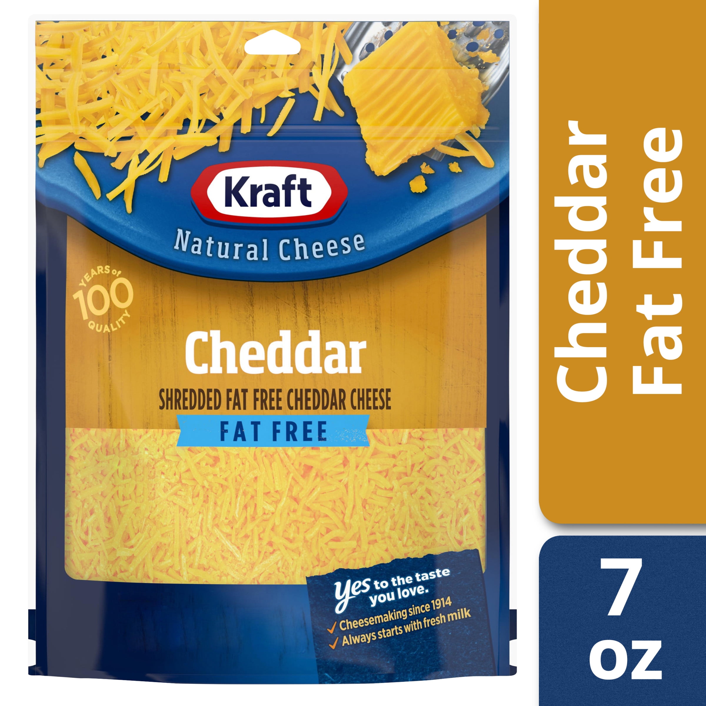 Kraft Fat Free Cheddar Shredded Cheese 7 Oz Bag Walmart Com Walmart Com