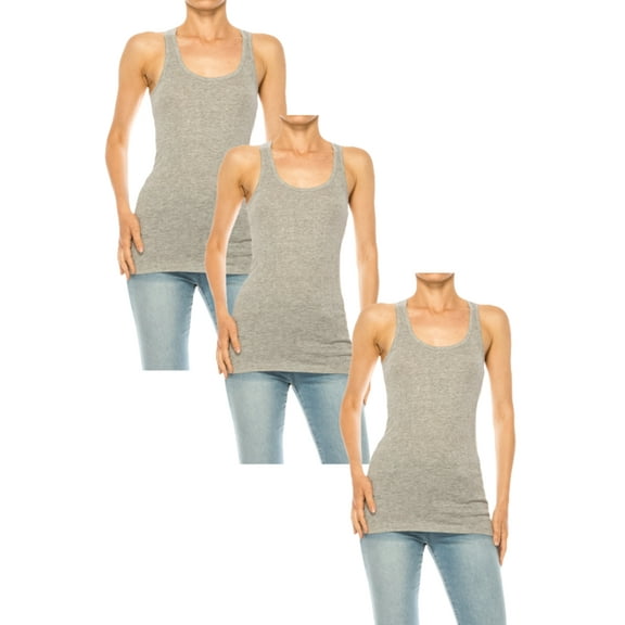 Women's Cotton Jersey Racerback Tank Top Sleeveless Casual Fit 3-Pack