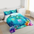 thumbnail image 3 of Homewish Cute Sea Turtle Bedding Comforter Set for Kids, Cartoon Ocean Jellyfish Twin Comforter Sets, Dreamy Underwater World Reversible Bedding Set, Luxury Bedroom Decor, 2 Pieces, 3 of 8