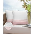 thumbnail image 6 of Pack of 2 Outdoor Pillow Covers, Luxurious Pink and White Stripes Geometric Modern Art Waterproof Square Throw Pillowcase Cushion Decorative Pillow Covers for Couch Patio Tent, 16x16 in, 6 of 6