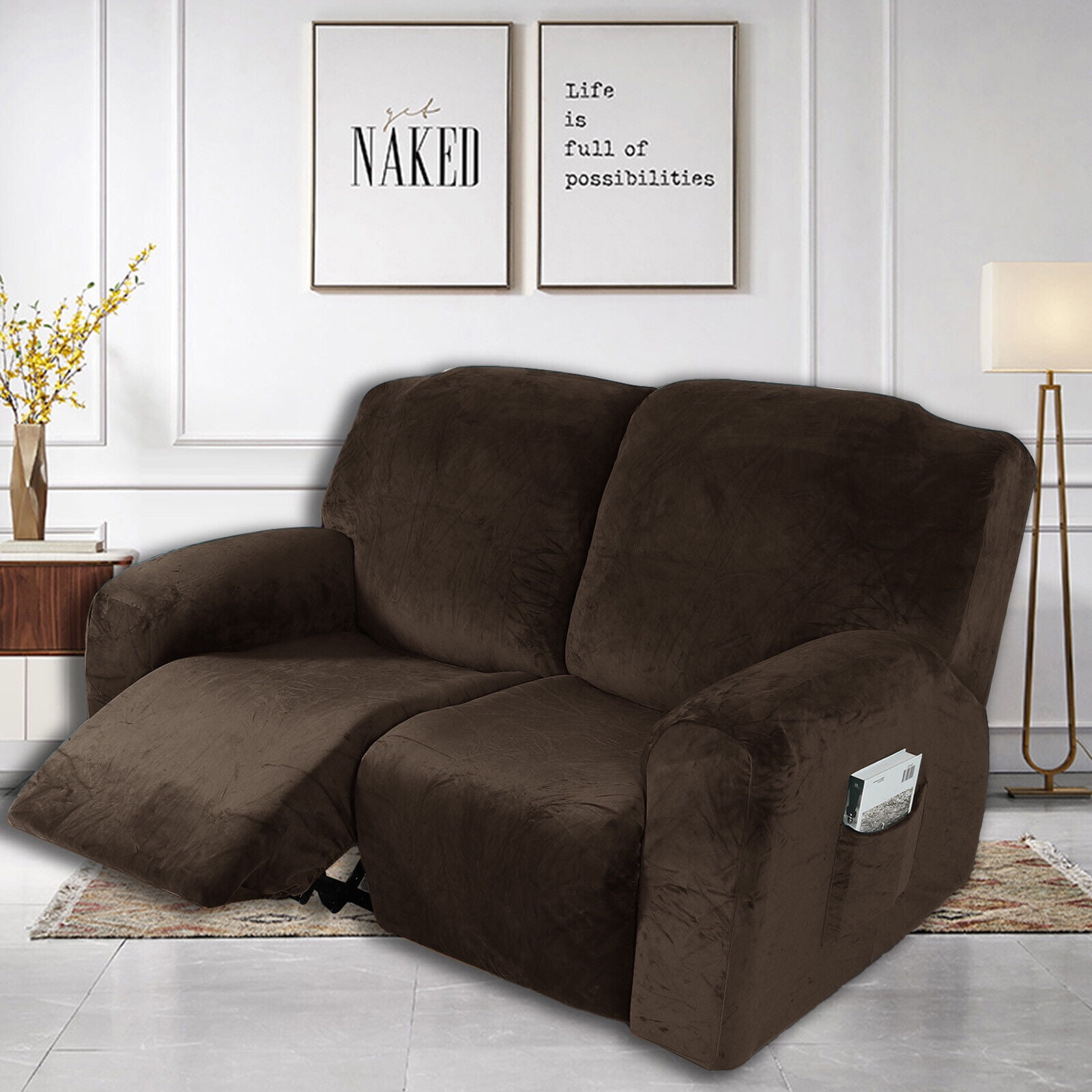 Grey Velvet Couch Cover Recliner 1 Cushion Sofa Cover Covers for Recliner Couch Furniture Protector main image 0