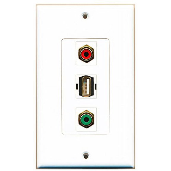 RiteAV - 1 Port RCA Red and 1 Port RCA Green and 1 Port USB A-A Decorative Wall Plate Decorative