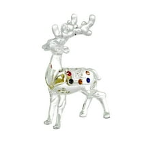 1pcs Crystal Elk Figurines Transparent Christmas Elk Ornaments for Tabletop Decor Miniature Statues for Living Xmas,Clear Standing Deer