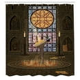 thumbnail image 3 of Ambesonne Gothic Shower Curtain, Pentagram Magic Candles, 69"Wx70"L, Olive Green Mustard, 3 of 5