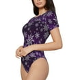 thumbnail image 2 of Easygdp Snowflake Gradient Purple Women's One-Piece Swimsuit Slim Fit Crew Neck Bodysuit Athletic Swimwear with Concealed Buckle - XX-Large, 2 of 9