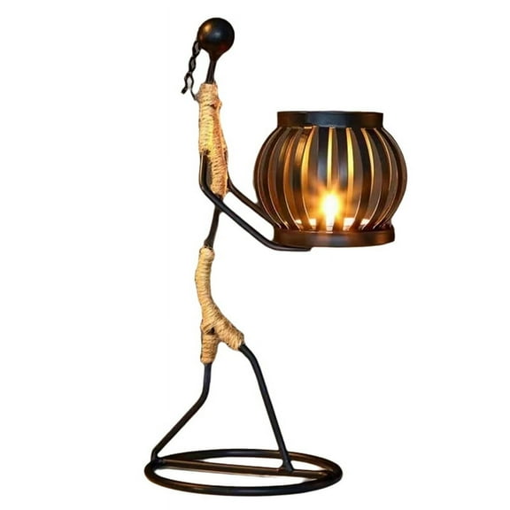 African Ladies Candle Holder, African Women Iron Candle Holder, Home Bar Table Decoration B