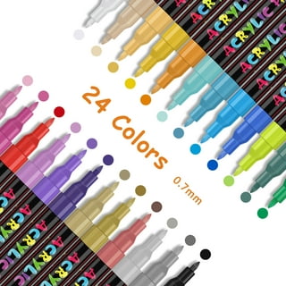 Pintasa 12 Brilliant Color Acrylic Paint Pens Quick-drying Fine Tip Markers - 0.7mm Vibrant Acrylic Pens for Rock Painting, Multi-Surface DIY Crafts