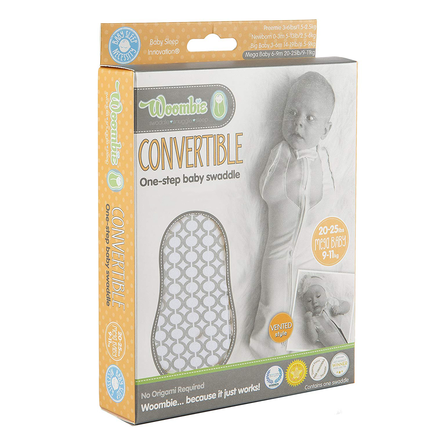Woombie Convertible Nursery Swaddling Blanket Swaddle Converts to