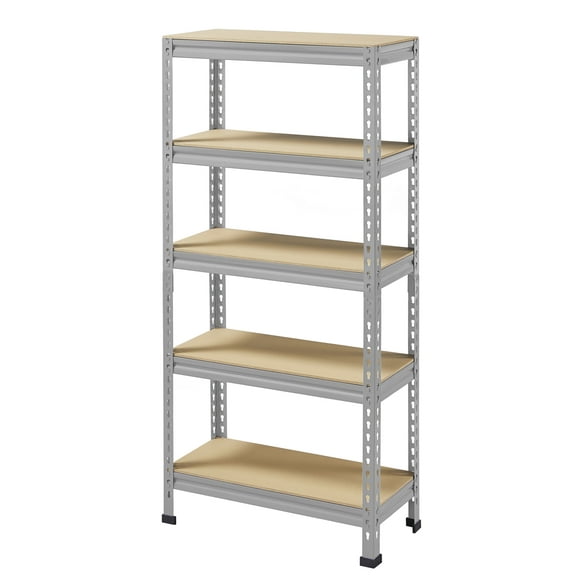 Yaheetech 5 Tiers Storage Shelf Metal Frame Organizer Rack 330LB Capacity for Each Tier, Light Gray