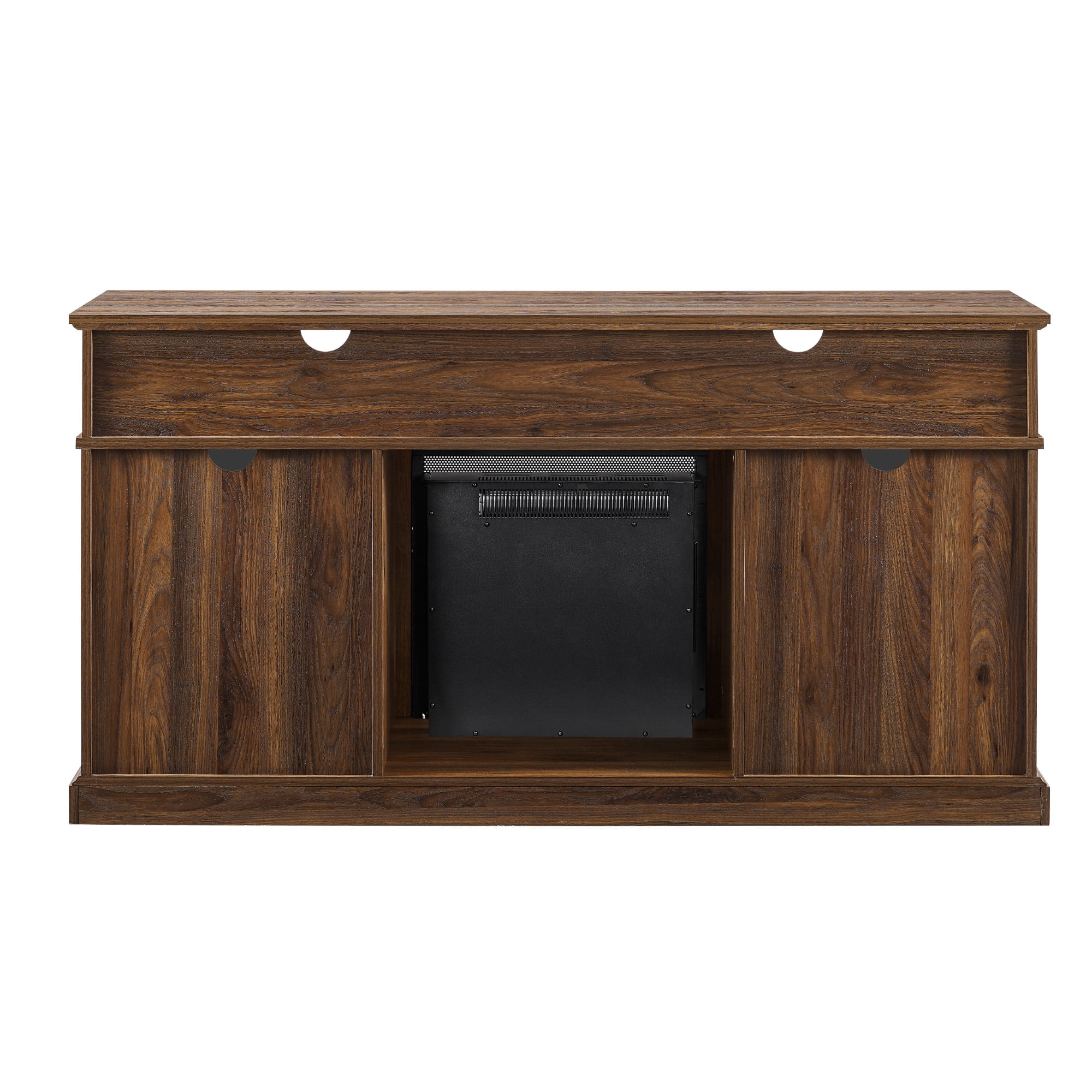 Manor Park Traditional Fluted Door Fireplace TV Stand, Dark Walnut