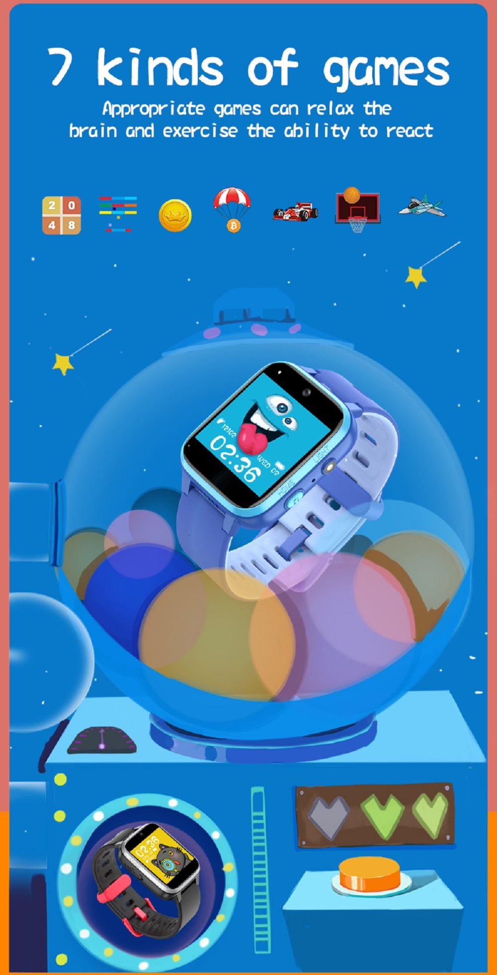 YUNOVA Y90 PRO Kids Smart Watch for Ages 5-12, IP67 Waterproof HD Touch Screen with Dual Camera, Music Player, 7 Educational Games & Pedometer, Durable Silicone Strap Birthday Gift for Boys Girls