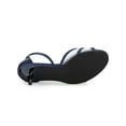 thumbnail image 3 of BLISSFUL STEP Women's Rhinestone Mesh Kitten Heels Sandals Navy Blue (Size 8.5), 3 of 7