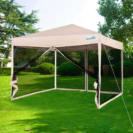 Quictent 8x8 Ez Pop up Canopy Screen House with Netting Instant Outdoor Canopy Tent Mesh Sideswalls-3 Colors