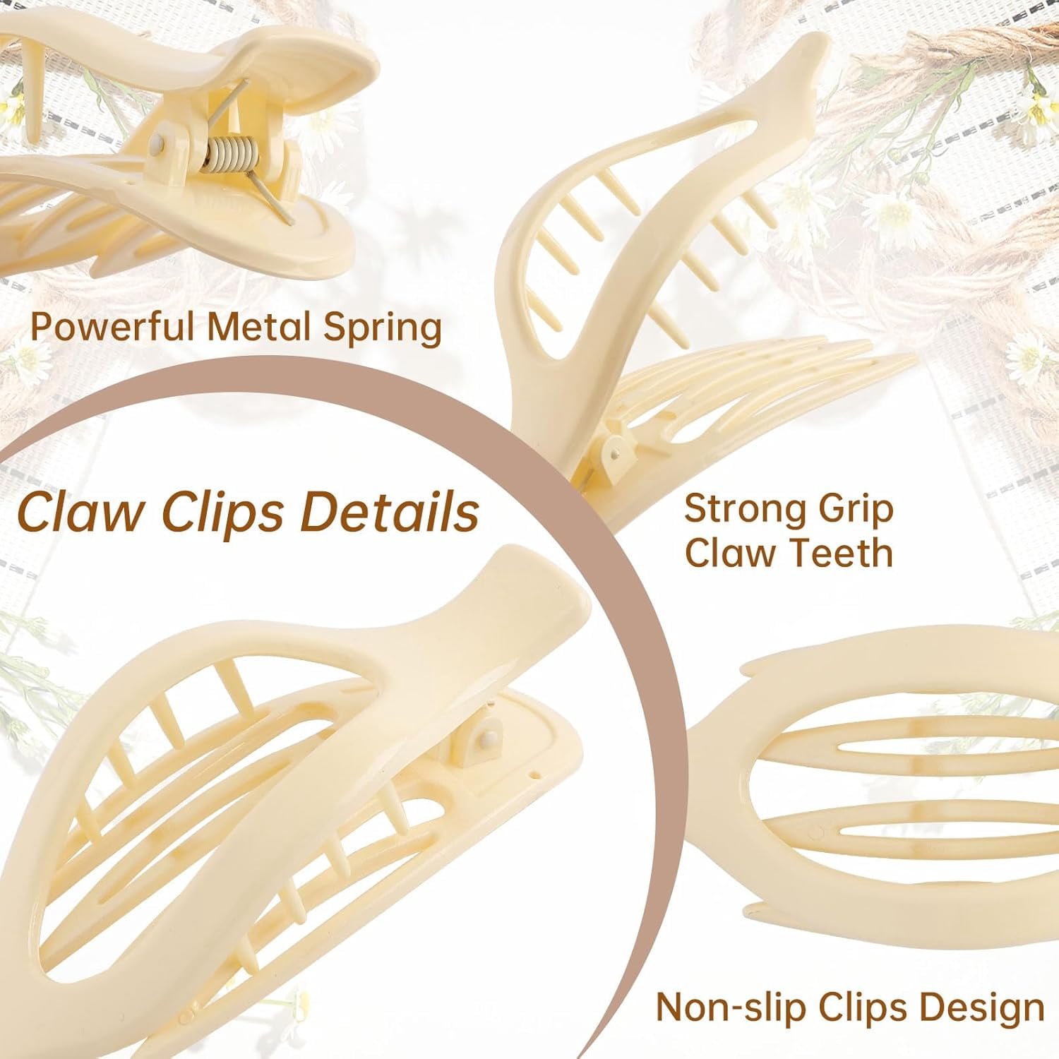 French Flat Hair Clips for Women - 6Pcs Flat Hair Claws for Thin Thick Hair Strong Hold No Slip Grip Hair Claw Clips for Women Girls (Polished(Morandi color series))