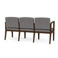 thumbnail image 3 of Amherst Wood Reception Waiting 3-Seat Chair / Walnut Wood / Light Gray, 3 of 5