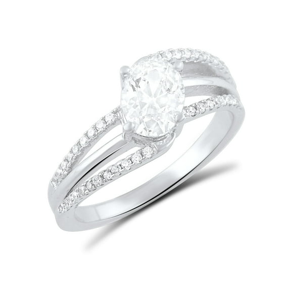 Sterling Silver Cz Fancy Bypass Ring for Women and Teens - Size 9