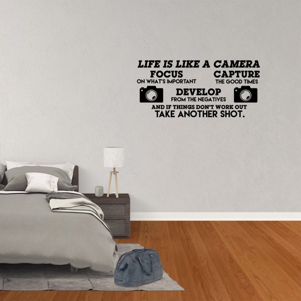 Wall Decal Quote Life Is Like A Camera Focus On What S Important And If Things Don T Work Take Another Shot Decor Inspirational Vinyl Sticker Jp748 Walmart Com Walmart Com