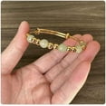 thumbnail image 5 of 18K Gold Plated Jewelry Faux Jade Bead Stone Bracelet Adjustable Cuff Bracelet, 5 of 7