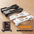 thumbnail image 2 of Mobile PC Tower Stand Adjustable Shelf Computer CPU Holder Telescopic Desktop Stand Computer Bracket Cart With Rolling Caster White, 2 of 6