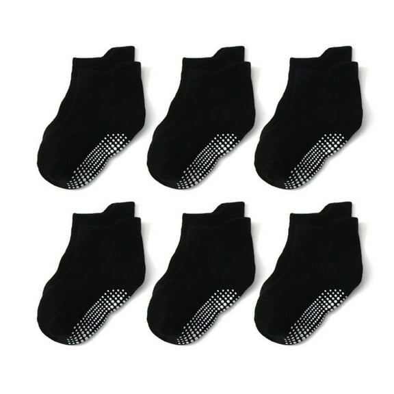 BULLPIANO Toddler Socks 6 Pairs Infant Baby Kids Non Slip Grip Socks for Boy Girls Anti Skid Ankle Socks for 0-7 Year Children