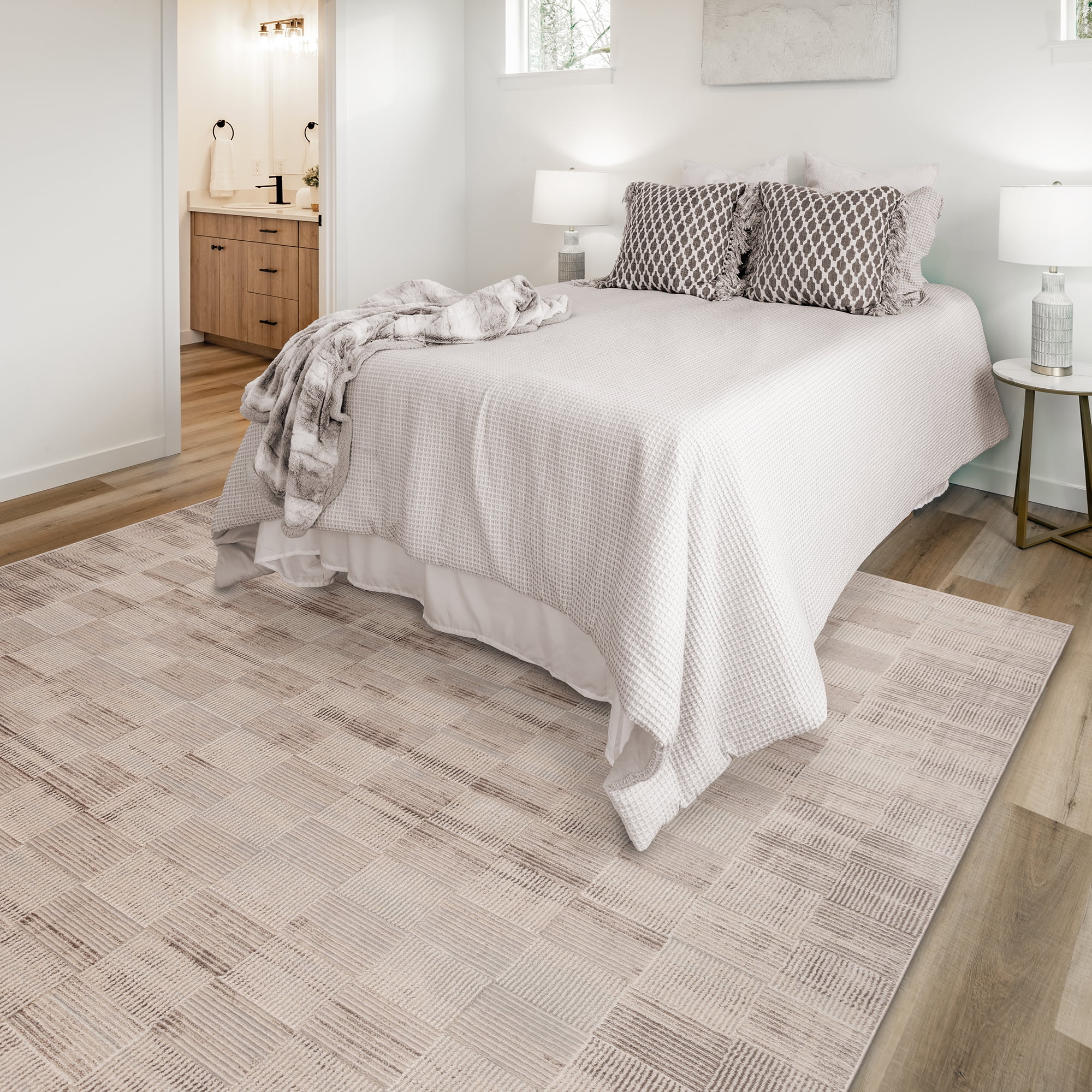 Gertmenian Bloom Lyla Modern Checkered Beige Area Rug, 6x9