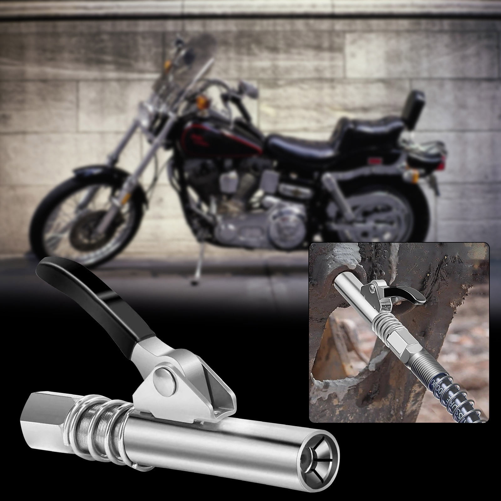 Cadorn Locking Grease Coupler Set - Single - Handle Grease Nipple Nozzle + 30cm Oil Hose, High - Pressure Lubrication Tool