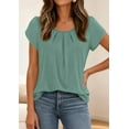 thumbnail image 3 of PRETTYGARDEN Summer Tops for Women Short Sleeve Crew Neck Pleated T Shirts Dressy Casual Blouses Fashion Clothing, 3 of 9