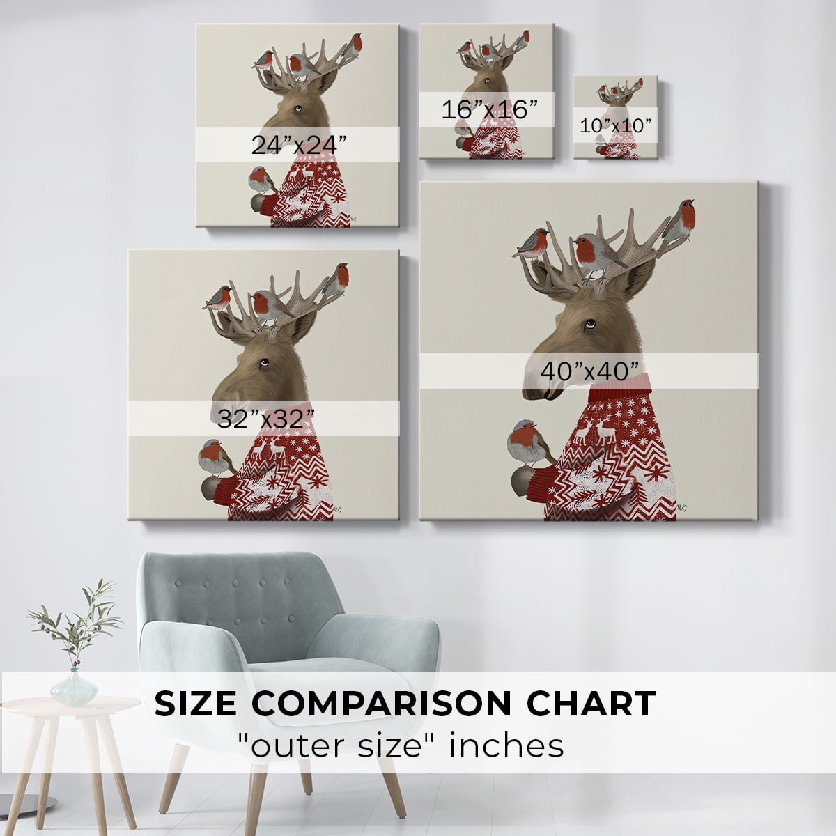 Moose and Robins- Gallery Wrapped Canvas
