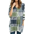 thumbnail image 5 of Wutalume 3/4 Length Sleeve Womens Tops, V-Neck Tunic with Geometric Print and Pockets, Mid-Length Casual Shirt for Everyday Fashion, Retro Style,Army Green XL, 5 of 7