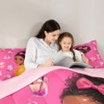 thumbnail image 4 of Castle Fairy Cute Black Girl Twin Bedding 7-Piece,Boba Tea Print Bedding Comforter Set,Pink Yellow,Grey Reversible, 4 of 7