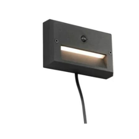 78 Lumen Low Voltage Hardwired Black Motion Sensing Integrated LED Outdoor Stair Light with Frosted Acrylic Lens