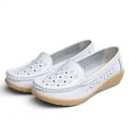 thumbnail image 4 of Spring Summer Women's Casual Hollow Loafers Slip On Leather Shoes Lightweight Casual Walking Shoes Female Moccasins Classic Penny Loafer Flats Boat Shoes, 4 of 9