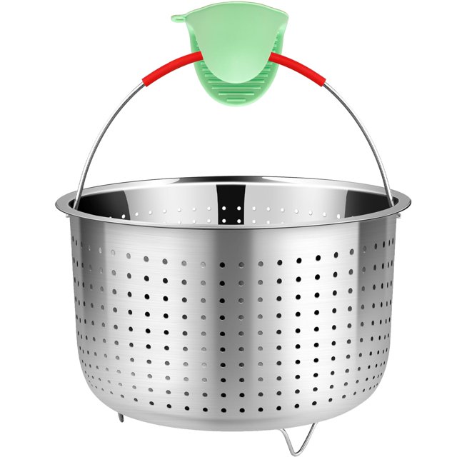 Colador de malla REDANT de 26 cm, cesta vaporera de acero inoxidable de 8 qt con guantes