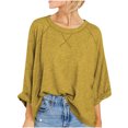 thumbnail image 1 of cfhntfmh Fall Tops for Women Oversized Crewneck Long Sleeve Solid Color T-Shirts Lounge Loose Work Basic Shirts, 1 of 6