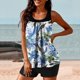 thumbnail image 4 of Trajes de Baño Modestos para las Mujeres Traje de Baño de Eslinga de Impresión de Hojas de Flores Multicolores, Cintura Alta Y Tops de Traje de Baño de Apoyo para las Mujeres, 4 of 6