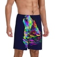thumbnail image 2 of Sikiie Howling Wolf Mens Pajama Shorts, Lightweight Lounge Pant with Pockets Soft Sleep Pj Shorts for Men3X-Large, 2 of 6