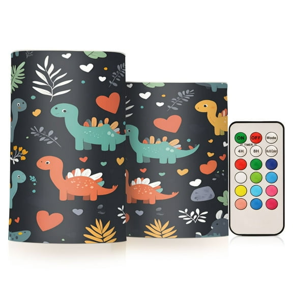 Yayeee Flameless Candles with Remote Flickering Battery Operated Multi Color Changing, Cute Dinosaur