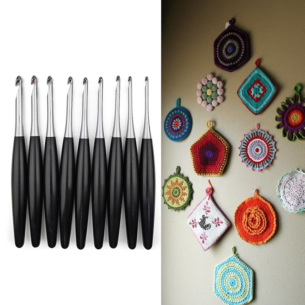 1 Set Crochet Hook 3.5mm-8.0mm Crochet Needle Wood Handle Knitting Needle Craft Accessories for Women