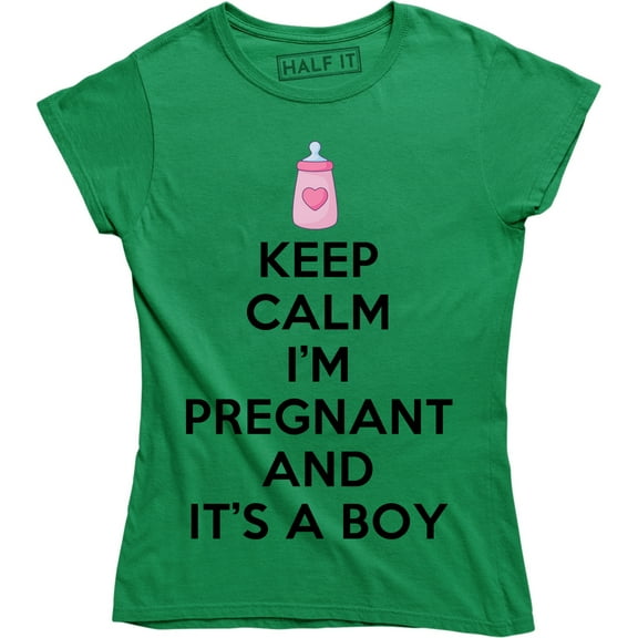 Keep Calm I'm Pregnant And It's A Boy Funny Maternity Pregnancy Women's T-Shirt