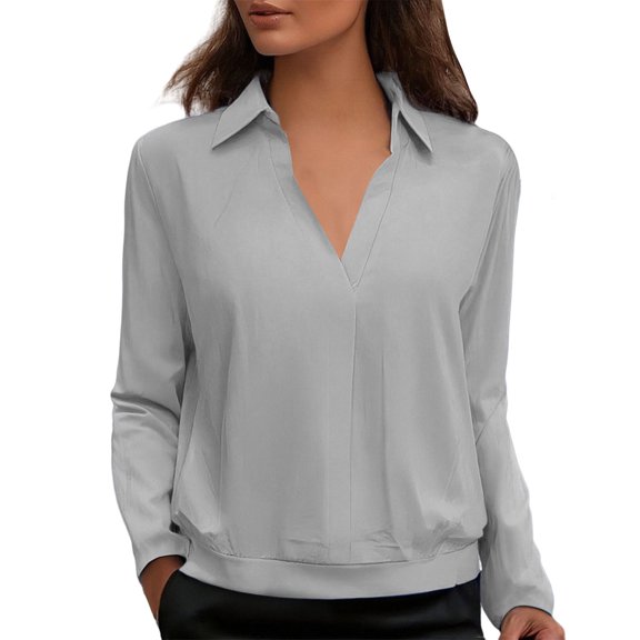 ManxiVoo Womens Regular Fit Button Down Shirt Long Sleeve Cotton Blouse Wrinkle Resistant Comfortable Everyday Work Wear Essential Top L Size Grey