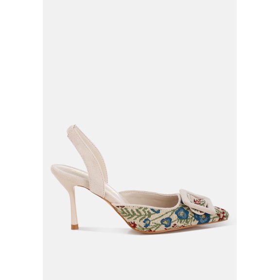 Miraya Embroidered Buckle Detail Stiletto Heels