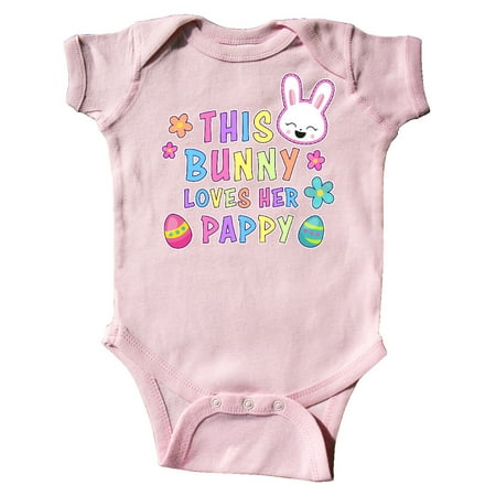 

Inktastic This Bunny Loves Her Pappy with Bunny Face and Flowers Gift Baby Girl Bodysuit