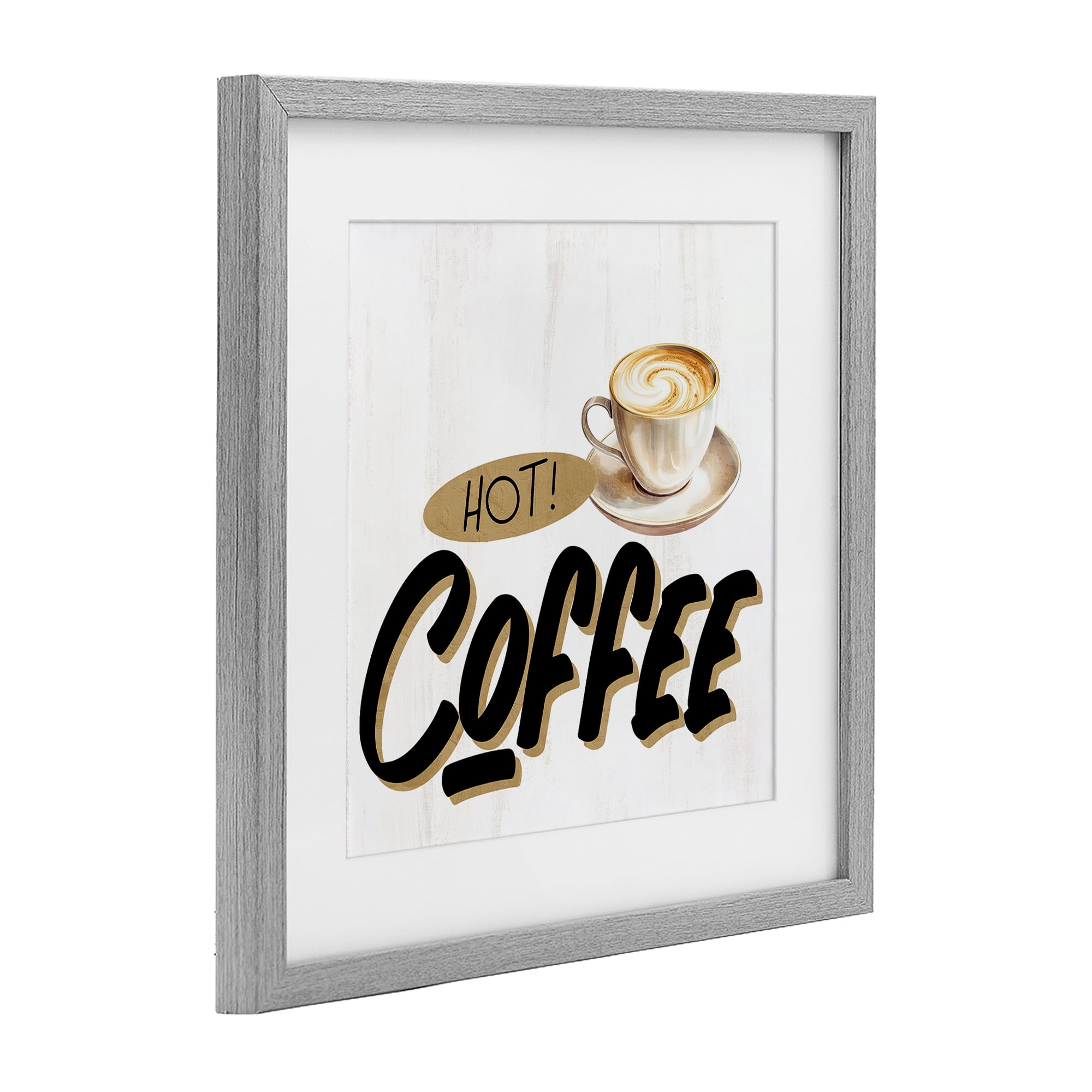 Stupell Industries Retro Fresh Hot Coffee Gray Framed Print Under Glass, design by Kim Allen