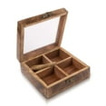 thumbnail image 2 of Handmade Wooden Seasoning Herb Spice Masala Box Container Holder Rack Stand Caddy With Spoon & Clear Lid 6 x 6 Inch Decorative Storage Chest Organizer For Kitchen Pantry Cabinet Drawer Storage, 2 of 5